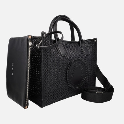 Bolsos trenzados estilo shopper con neceser interior