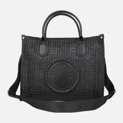 Bolsos trenzados estilo shopper con neceser interior