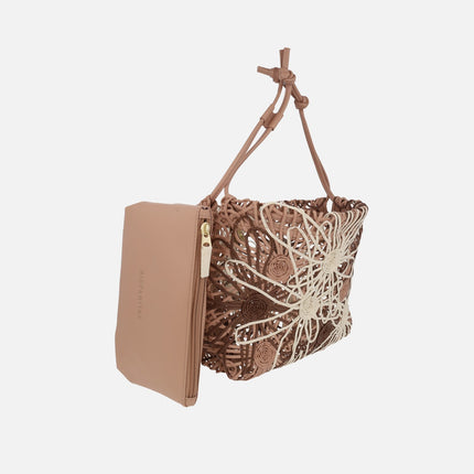 Bolsos para hombro en cordela diseño floral