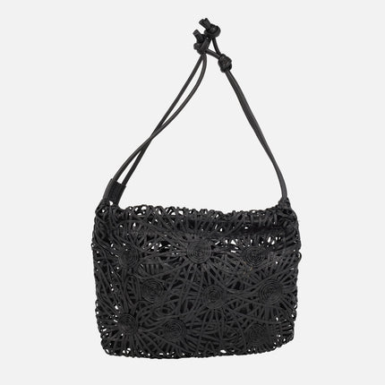 Bolsos para hombro en cordela negro con neceser interior