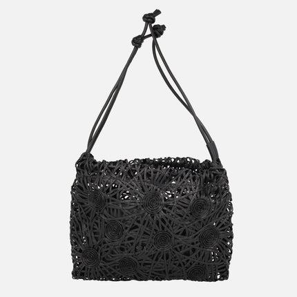 Bolsos para hombro en cordela negro con neceser interior