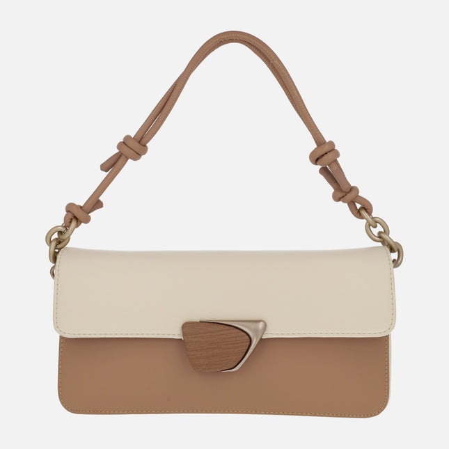 Shoulder bags with lid in combination Almond - cream