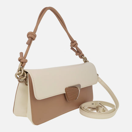 Shoulder bags with lid in combination Almond - cream