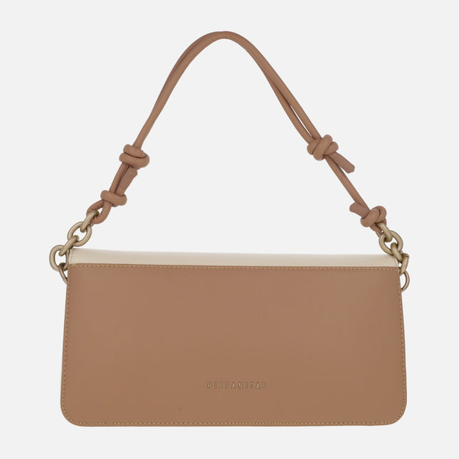 Shoulder bags with lid in combination Almond - cream