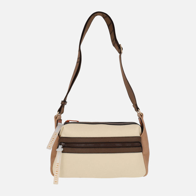 Bolsos bandolera combinados en beige/camel y marrón