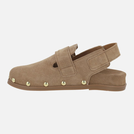 Zuecos de serraje Alive con tira al talón con velcro