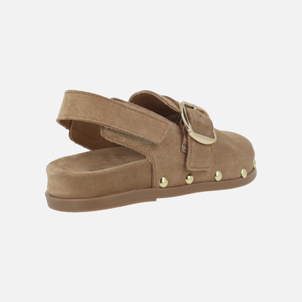 Zuecos de serraje Alive con tira al talón con velcro