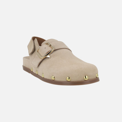 Zuecos de serraje Alive con tira al talón con velcro