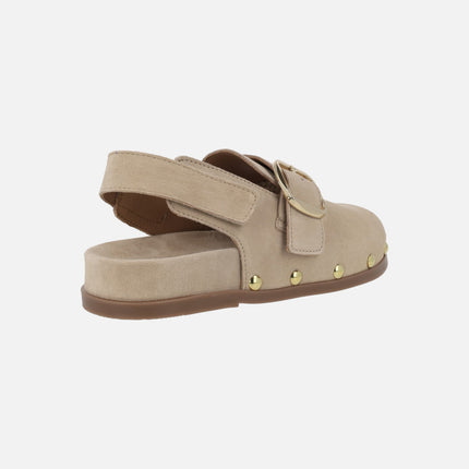 Zuecos de serraje Alive con tira al talón con velcro