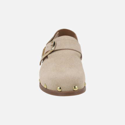 Zuecos de serraje Alive con tira al talón con velcro