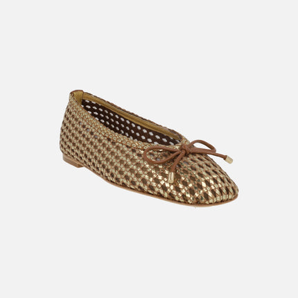 Bailarinas trenzadas Pretty en combinado marrón y dorado