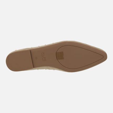 Bailarinas Paris en ante beige con tachas doradas