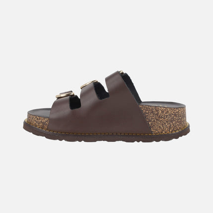Sandalias de piel con plataforma y tres hebillas ALI-260