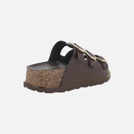 Sandalias de piel con plataforma y tres hebillas ALI-260