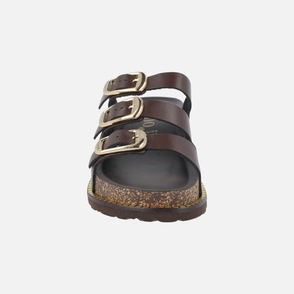 Sandalias de piel con plataforma y tres hebillas ALI-260