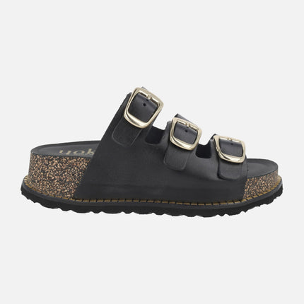 Sandalias de piel con plataforma y tres hebillas ALI-260