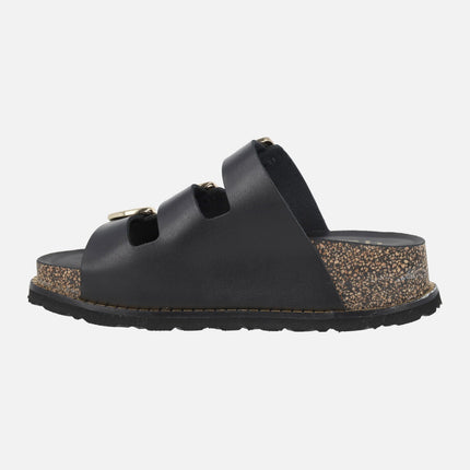 Sandalias de piel con plataforma y tres hebillas ALI-260
