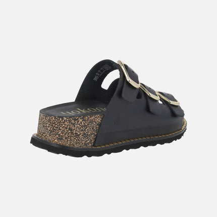Sandalias de piel con plataforma y tres hebillas ALI-260