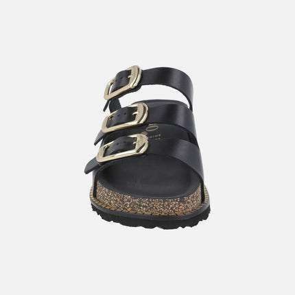 Sandalias de piel con plataforma y tres hebillas ALI-260