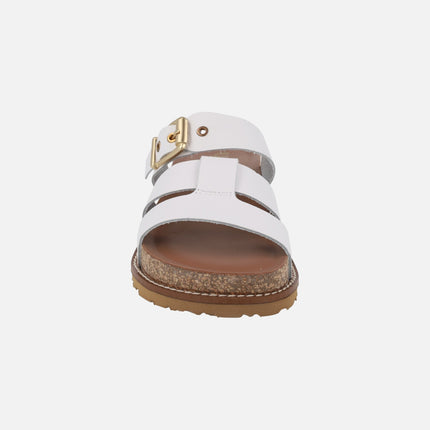 Sandalias de piel con plataforma y adorno de hebilla OCA-260