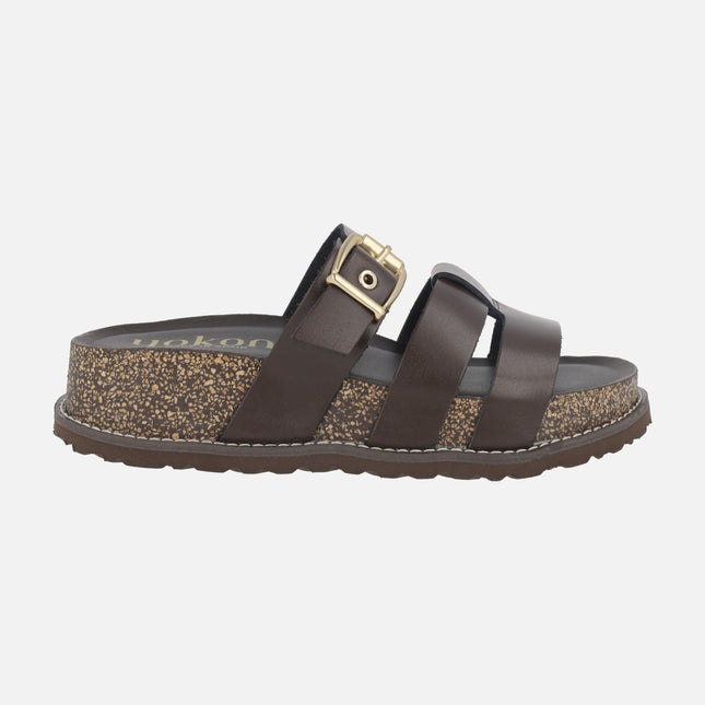 Sandalias de piel con plataforma y adorno de hebilla OCA-260