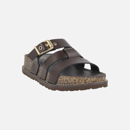 Sandalias de piel con plataforma y adorno de hebilla OCA-260