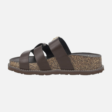 Sandalias de piel con plataforma y adorno de hebilla OCA-260