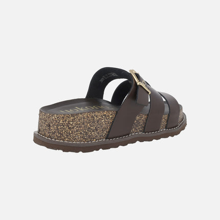 Sandalias de piel con plataforma y adorno de hebilla OCA-260
