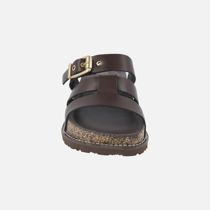 Sandalias de piel con plataforma y adorno de hebilla OCA-260