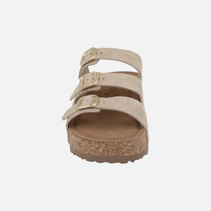 Sandalias de serraje con plataforma y tres hebillas WIWI-263