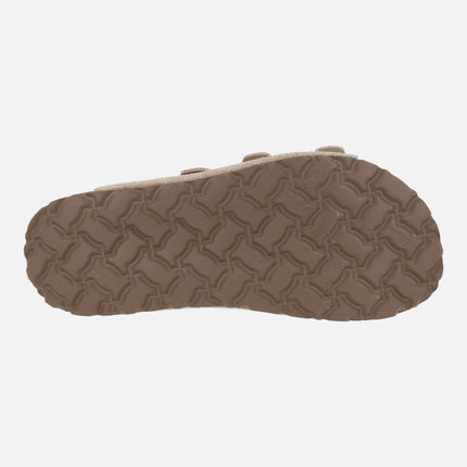 Sandalias de serraje con plataforma y tres hebillas WIWI-263