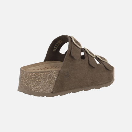 Sandalias de serraje con plataforma y tres hebillas WIWI-263