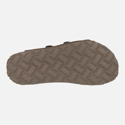 Sandalias de serraje con plataforma y tres hebillas WIWI-263