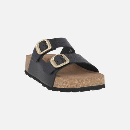 WIWI-003 platform sandals in Opak engraved leather
