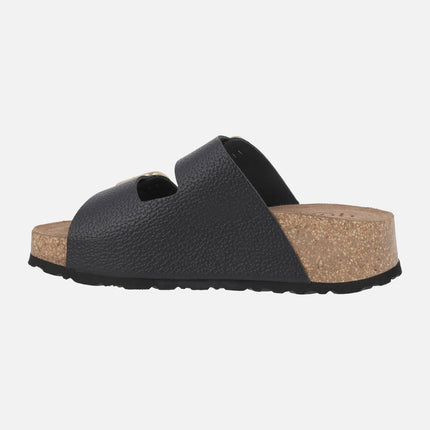 WIWI-003 platform sandals in Opak engraved leather