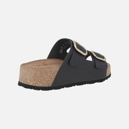 WIWI-003 platform sandals in Opak engraved leather