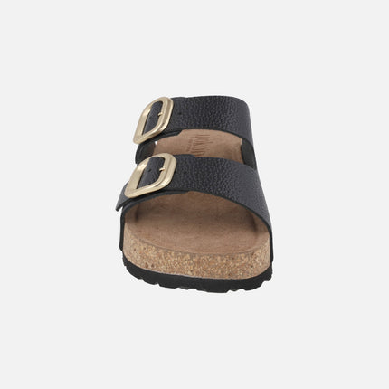 WIWI-003 platform sandals in Opak engraved leather