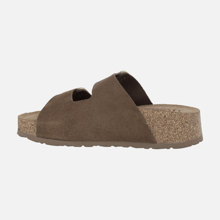 WIWI-003 suede platform sandals with two buckles