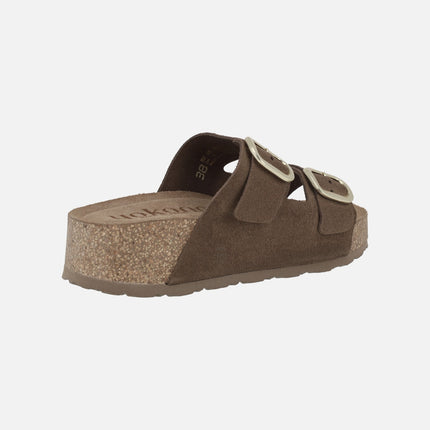 WIWI-003 suede platform sandals with two buckles
