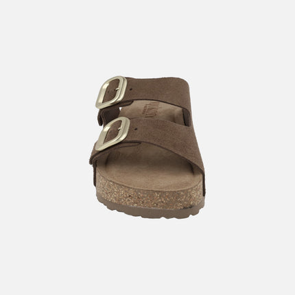 WIWI-003 suede platform sandals with two buckles