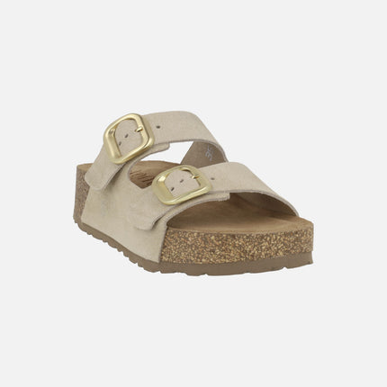 WIWI-003 suede platform sandals with two buckles