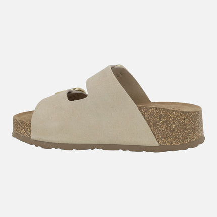 WIWI-003 suede platform sandals with two buckles