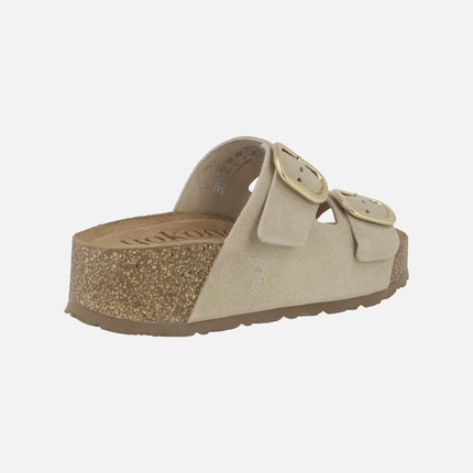 WIWI-003 suede platform sandals with two buckles