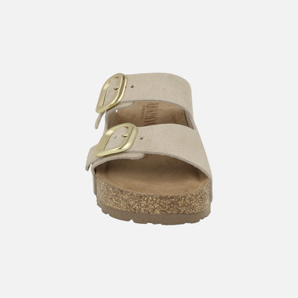 WIWI-003 suede platform sandals with two buckles