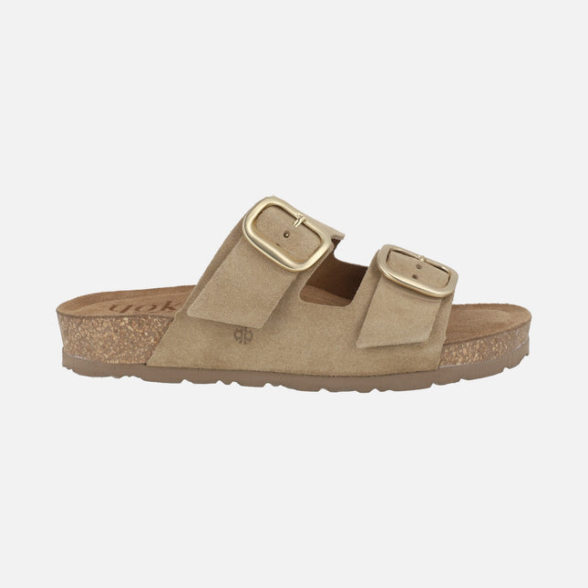 Sandalias planas de serraje con hebillas Jerba 700