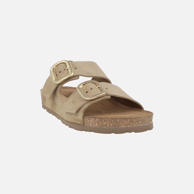 Sandalias planas de serraje con hebillas Jerba 700