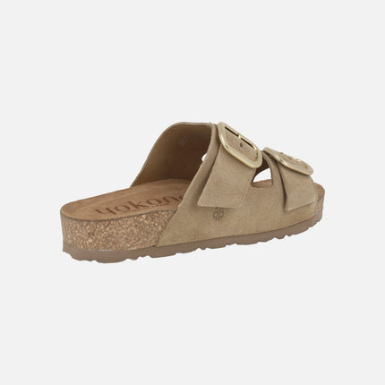 Sandalias planas de serraje con hebillas Jerba 700