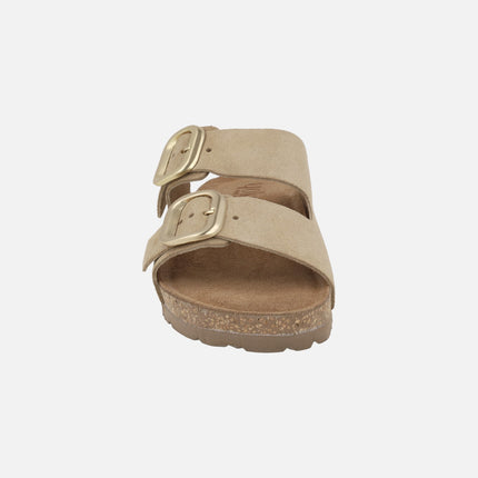 Sandalias planas de serraje con hebillas Jerba 700