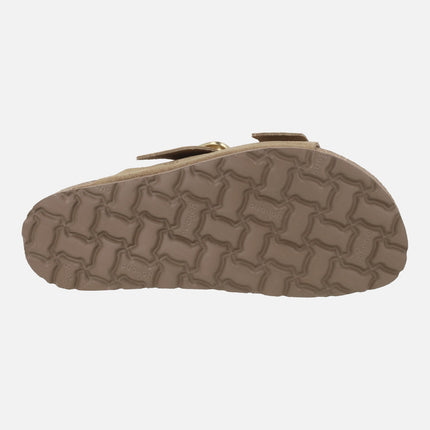 Sandalias planas de serraje con hebillas Jerba 700