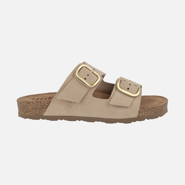 Sandalias planas de piel nobuck con hebillas Jerba 700